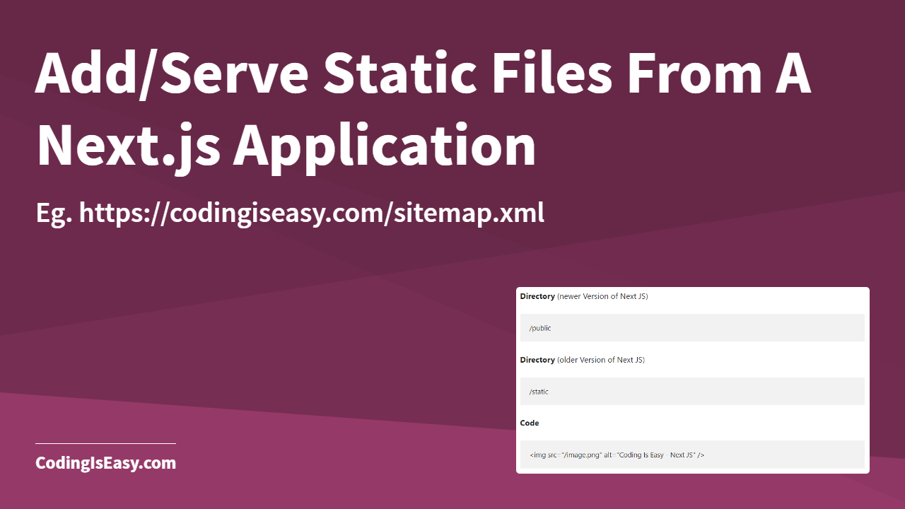 How to Add/Serve Static Files From A Next.js Application