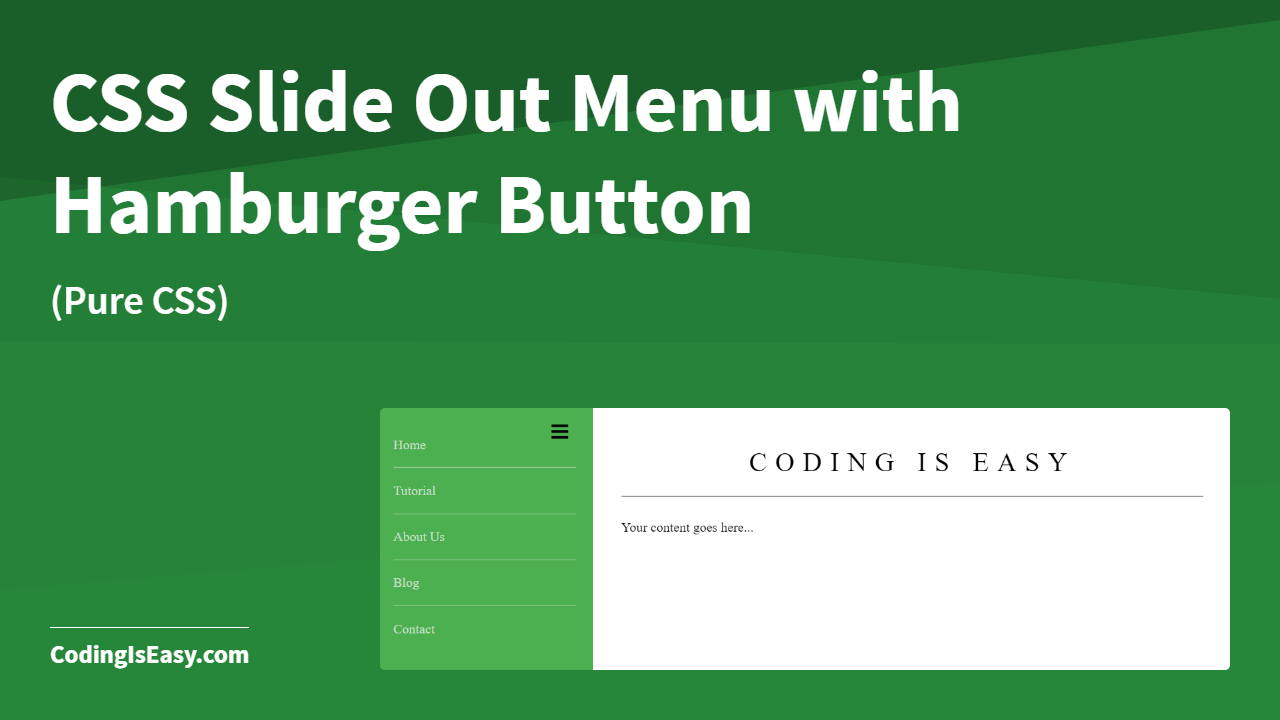 Pure CSS Slide Out Menu with Hamburger Button