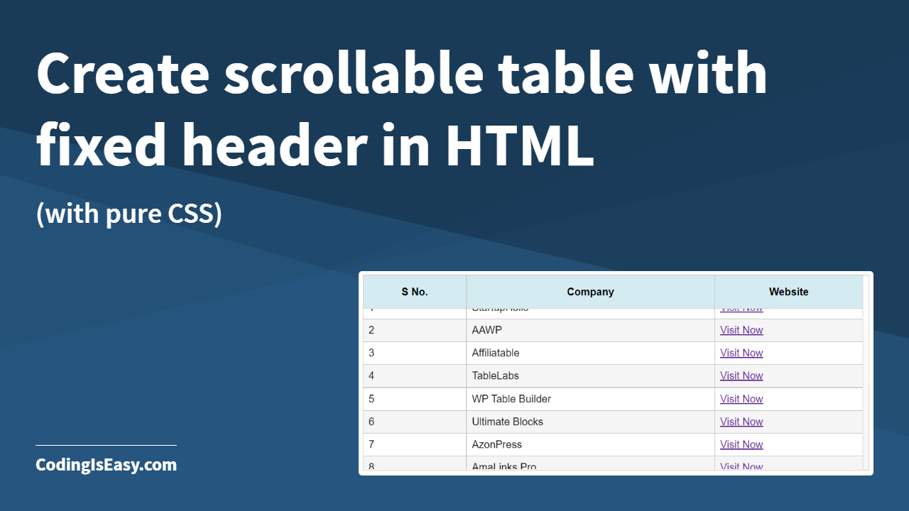 Create scrollable table with fixed header in HTML with pure CSS